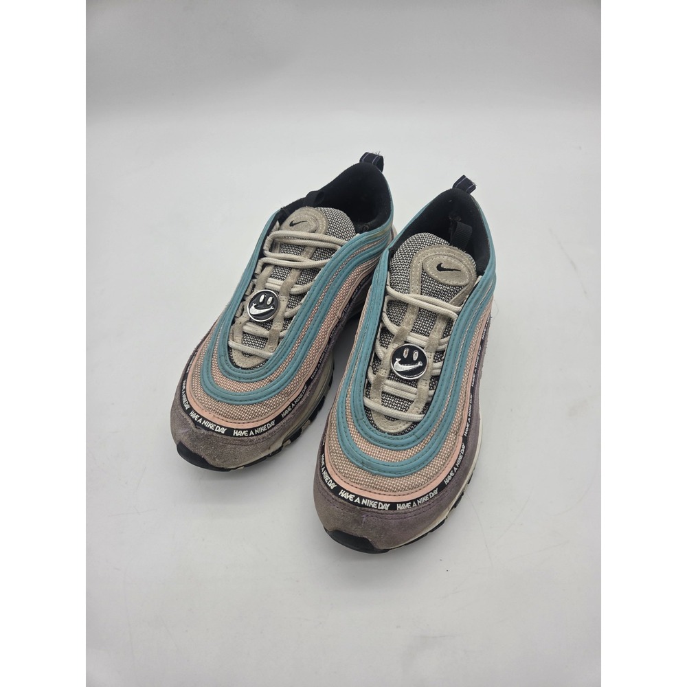 Nike Air Max 97 "Have A Nike Day" Running Shoe Size 6Y 7.5W White Teal Purple
